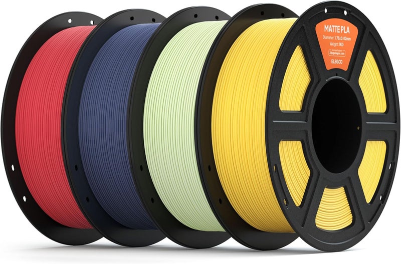ELEGOO Matte PLA Filament 1.75mm Bundle 4KG, 3D Printer Filament High Precision, 4pcs 1kg Spool (2.2lbs) Fits for Most FDM 3D Printers Navy Blue/Ruby Red/Mint Green/Sunshine Yellow - Image 1